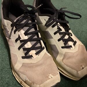 On Running Black and Tan Athletic Shoes with Cushioned Midsole